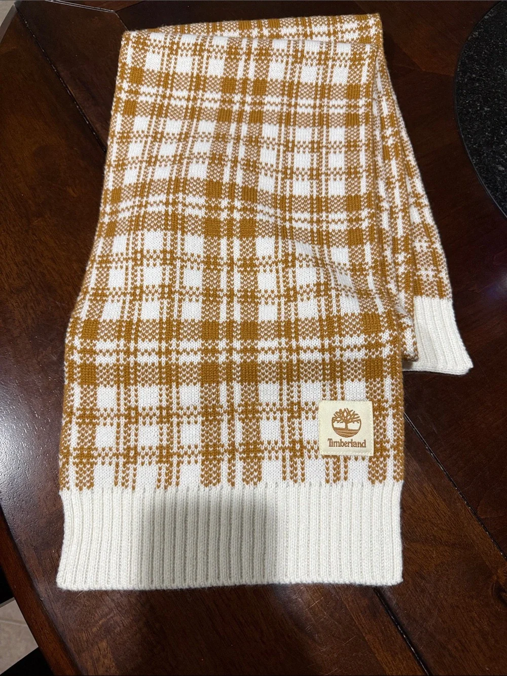 Timberland Scarf Cream and Mustard Plaid